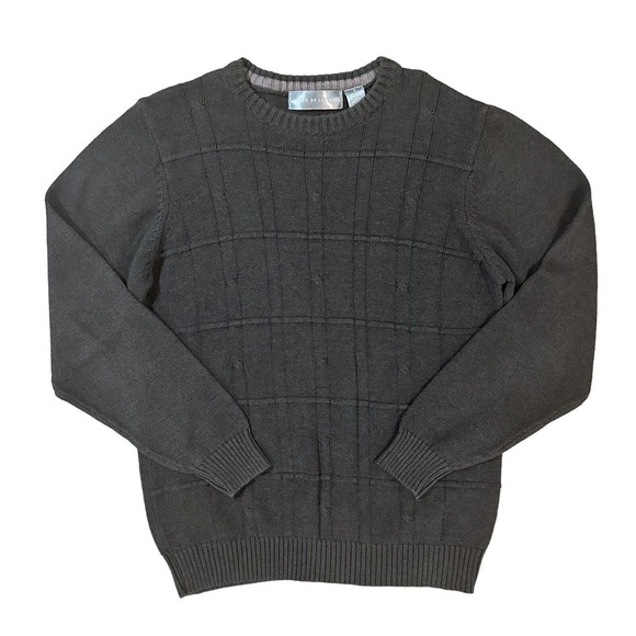 Oscar De La Renta Men’s Size Medium Dark Gray Charcoal Knit Sweater Long Sleeve - Picture 3 of 12